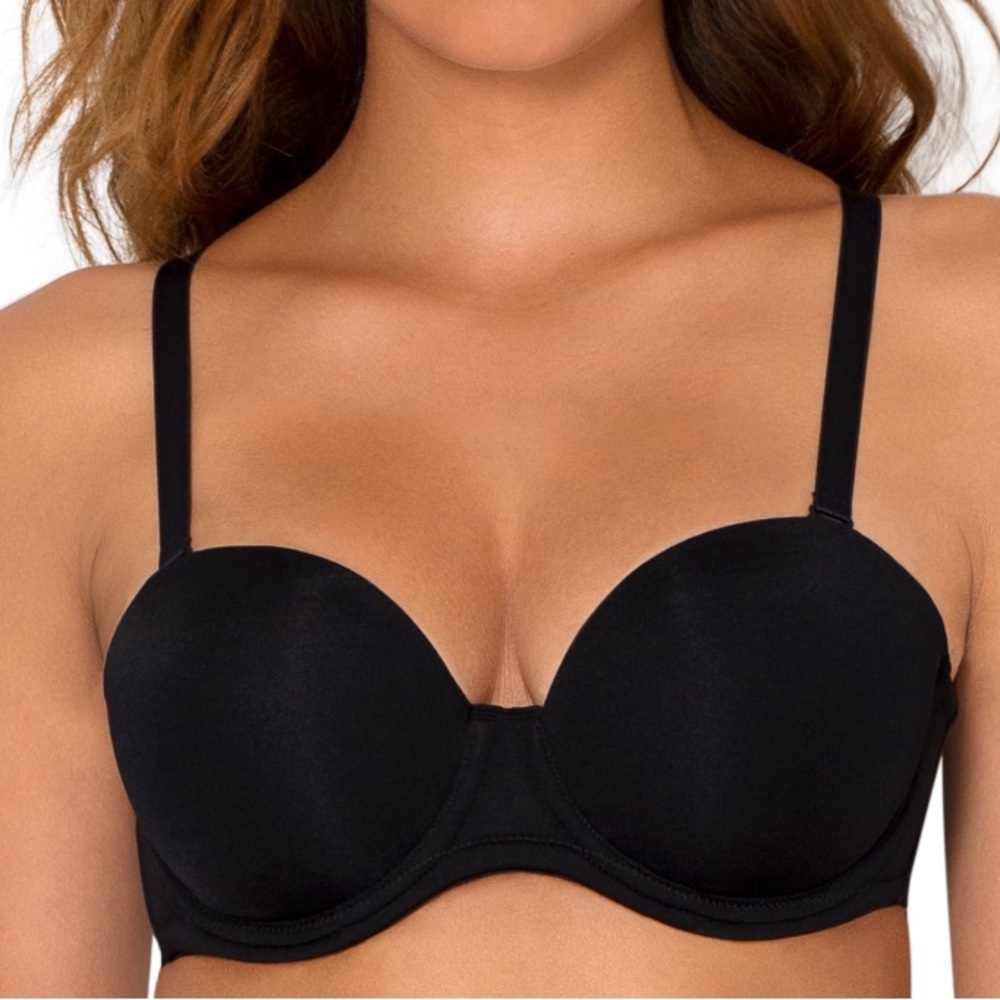 SMART & SEXY black Light Lined underwire Strapless bra w multiway straps 36C NWT